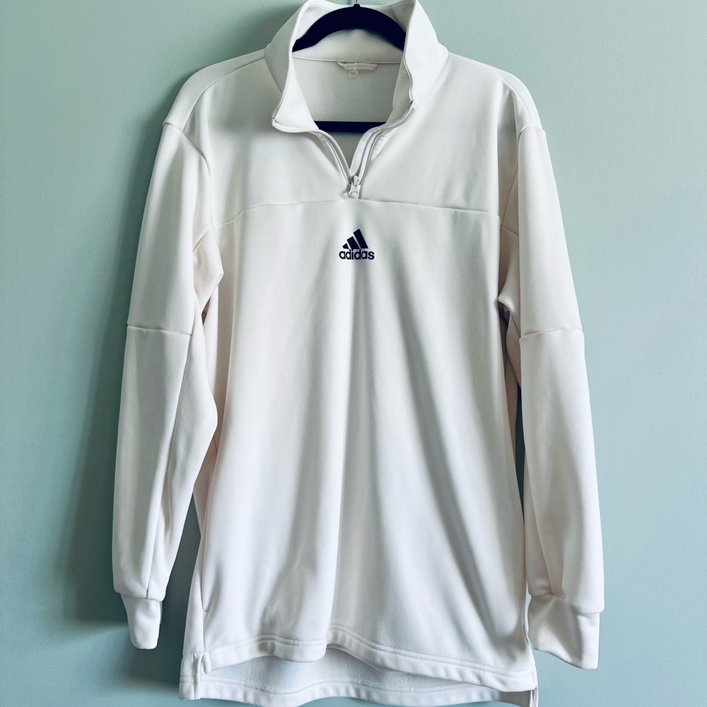 Adidas White Quarter-Zip Pullover – Lightweight Athleisure